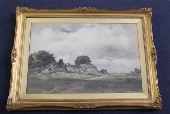 Wycliffe Egginton (1875-1951) Geese beside a farmhouse 14 x 21in.